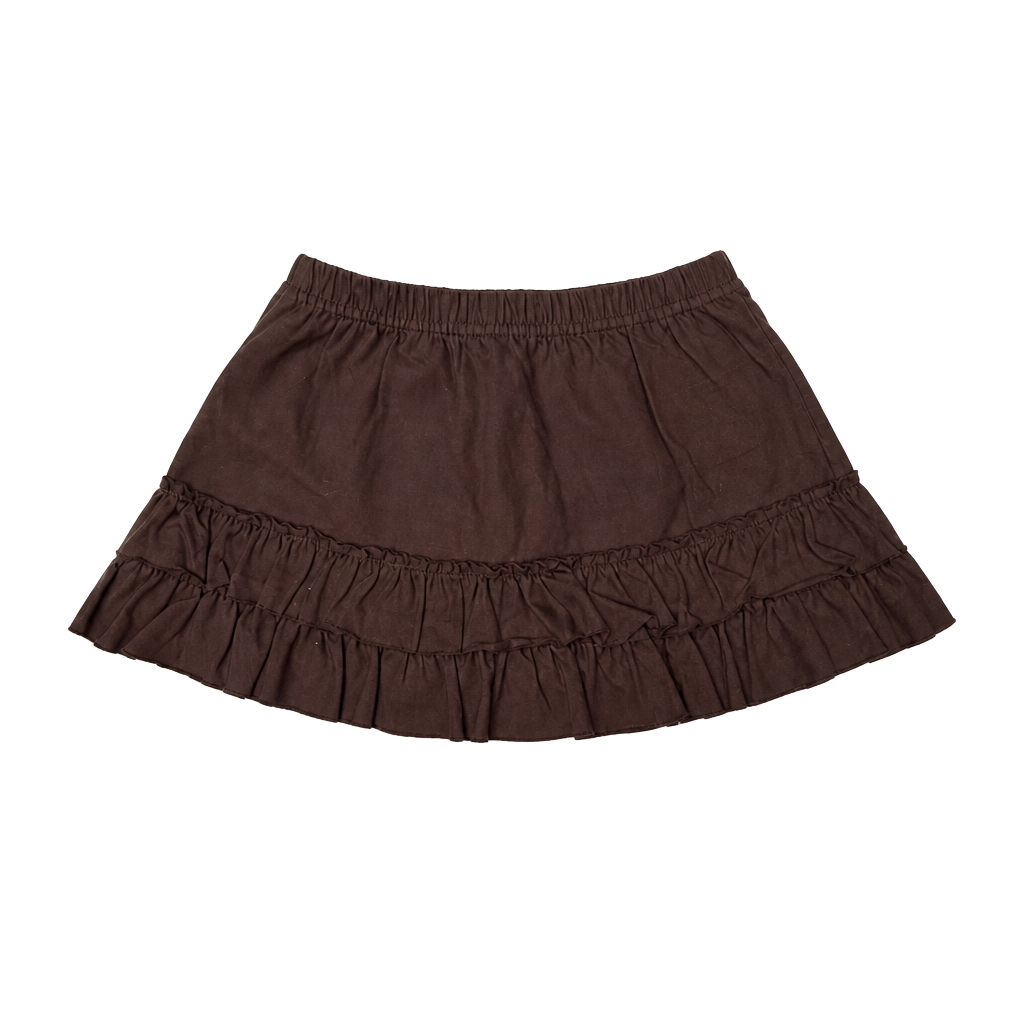 Jumping Beans Baby Girls Brown Elastic Waist Tiered Ruffle Mini Skirt (Size 12M) 1