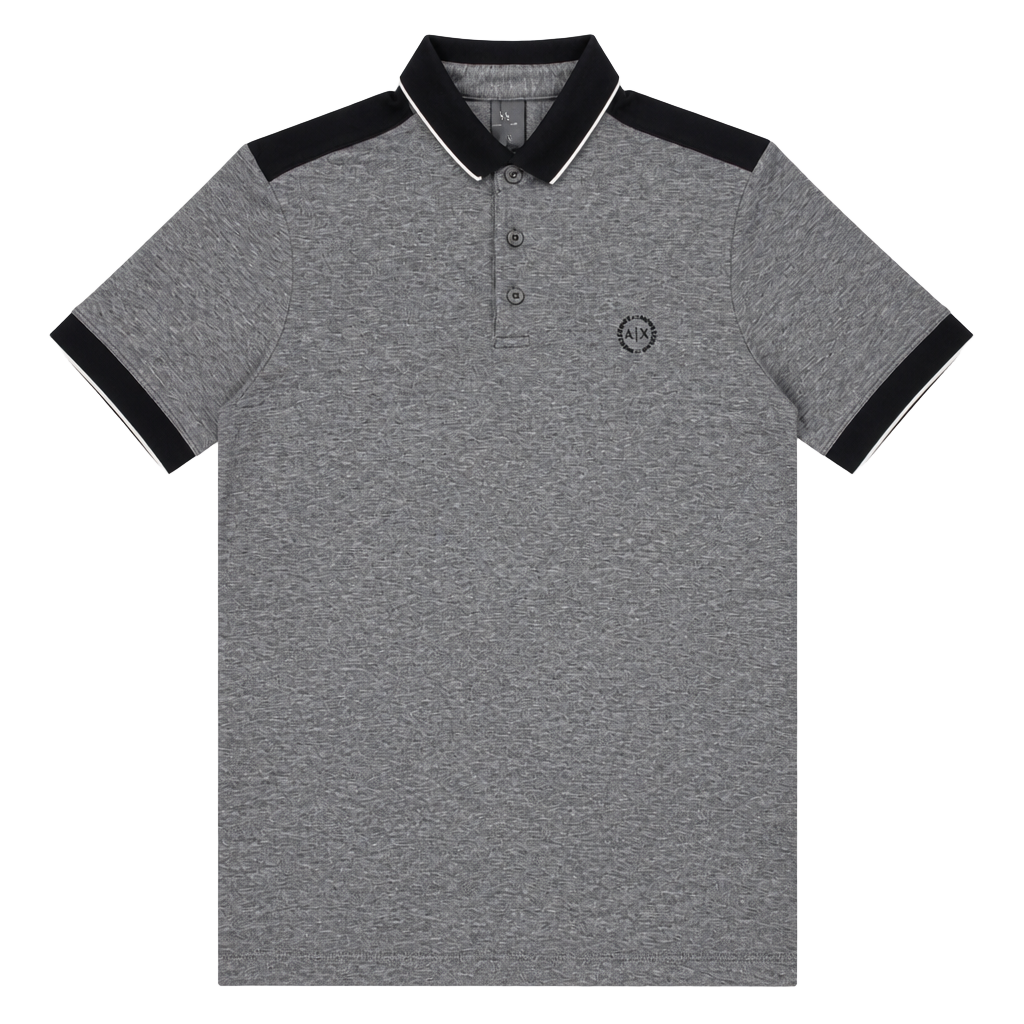 Armani Exchange Men's Heather Gray Black Contrast Polo Shirt Size M 1