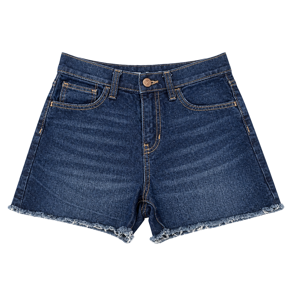 Old Navy Girls High-Rise Adjustable Waist Denim Shorts Size 12 Dark Wash Raw Hem 1