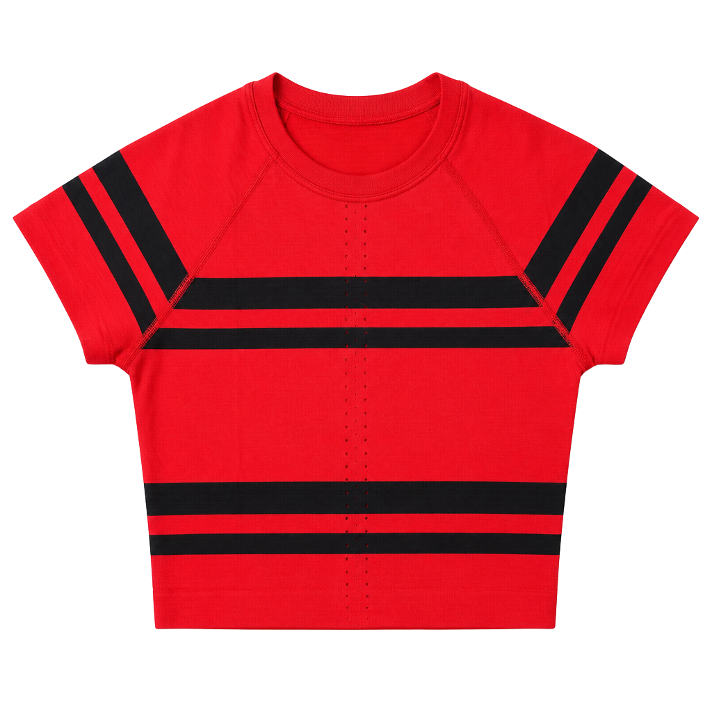 Lululemon Swiftly Tech Cropped Short-Sleeve Shirt 2.0 Stripe Red Black Size 4 1