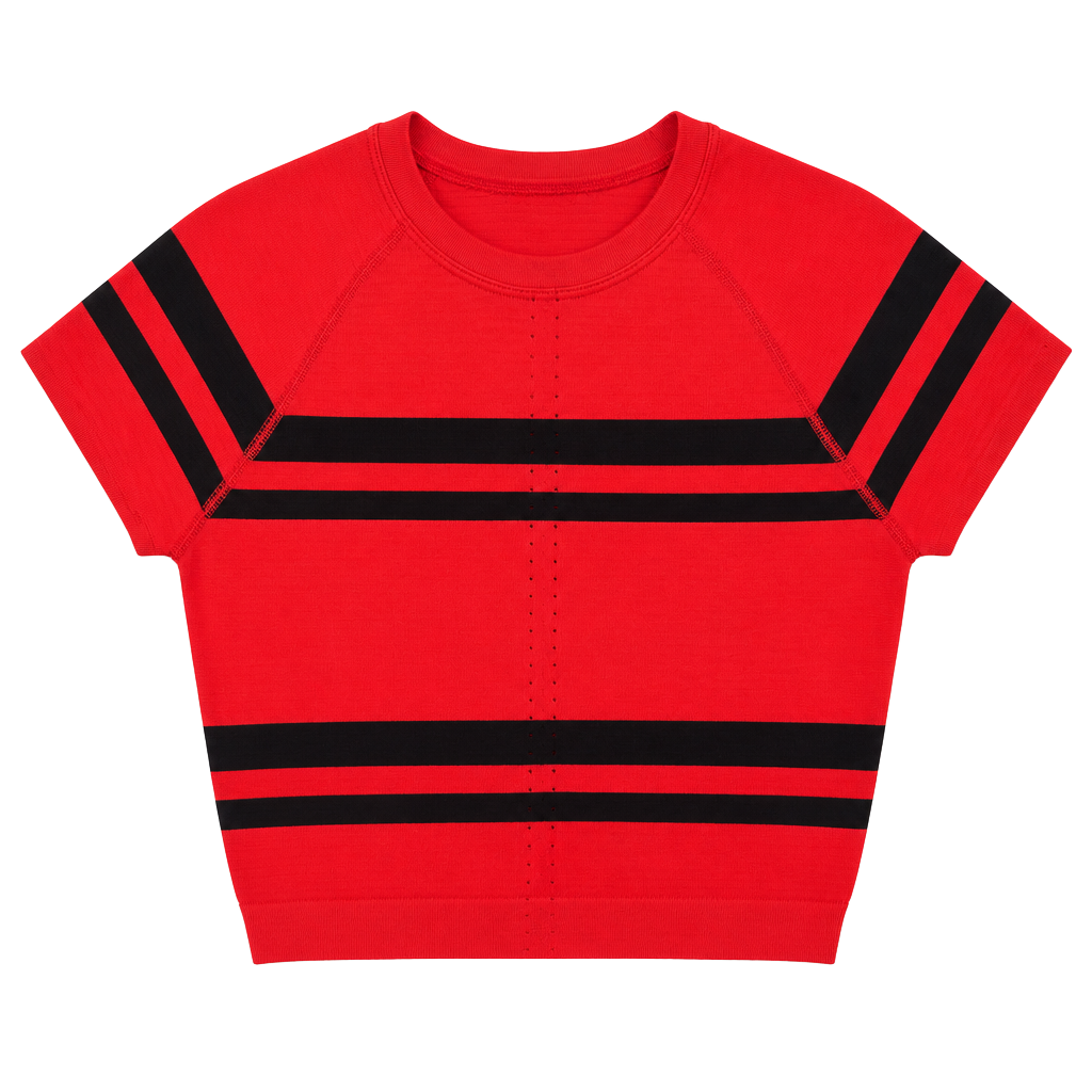 Lululemon Swiftly Tech Cropped Short-Sleeve Shirt 2.0 Stripe League Stripe Red Black Size 6 1