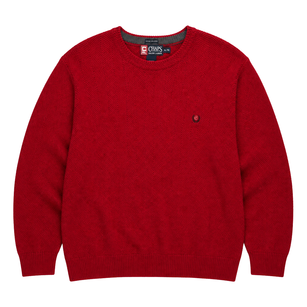 Chaps Ralph Lauren Vintage Hand Framed Herringbone Knit Crewneck Sweater 1