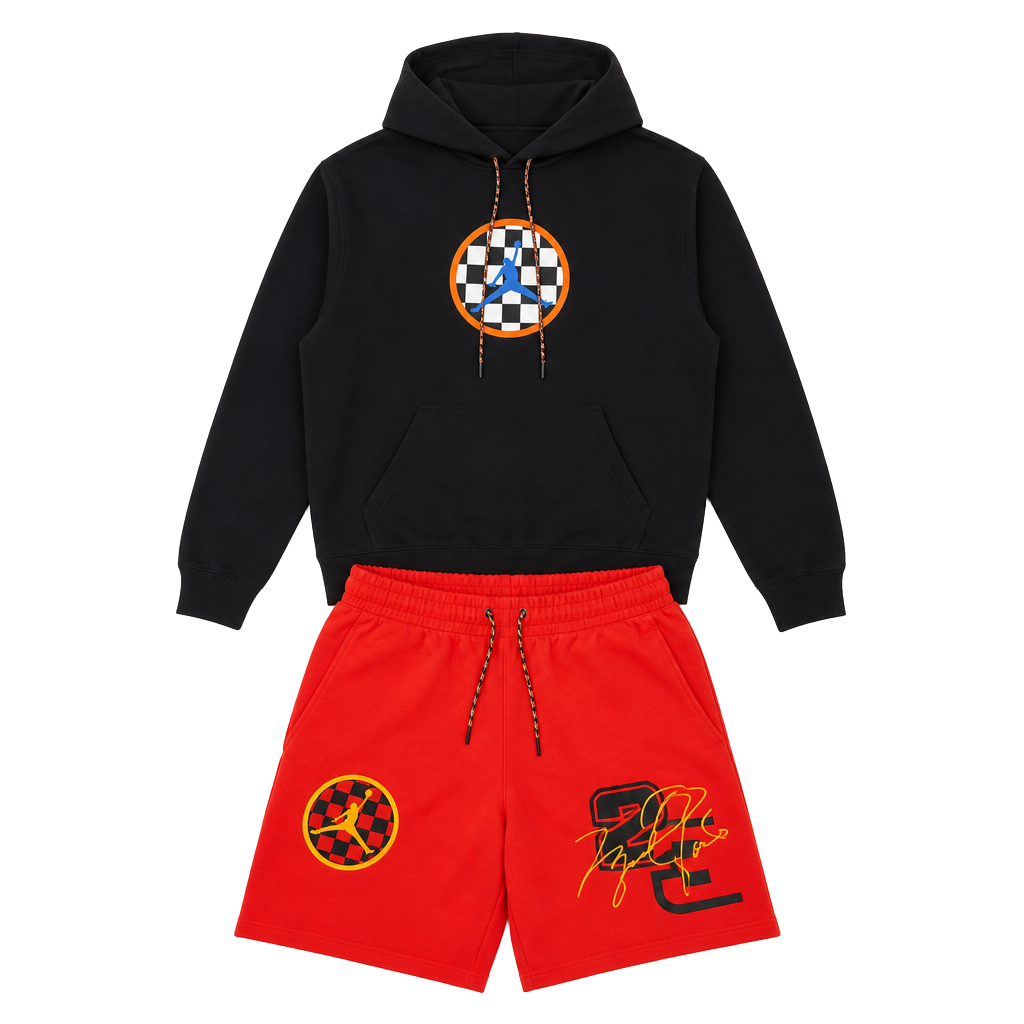 Jordan Brand Checkered Logo Hoodie and Sweatpants Set Size M 1
