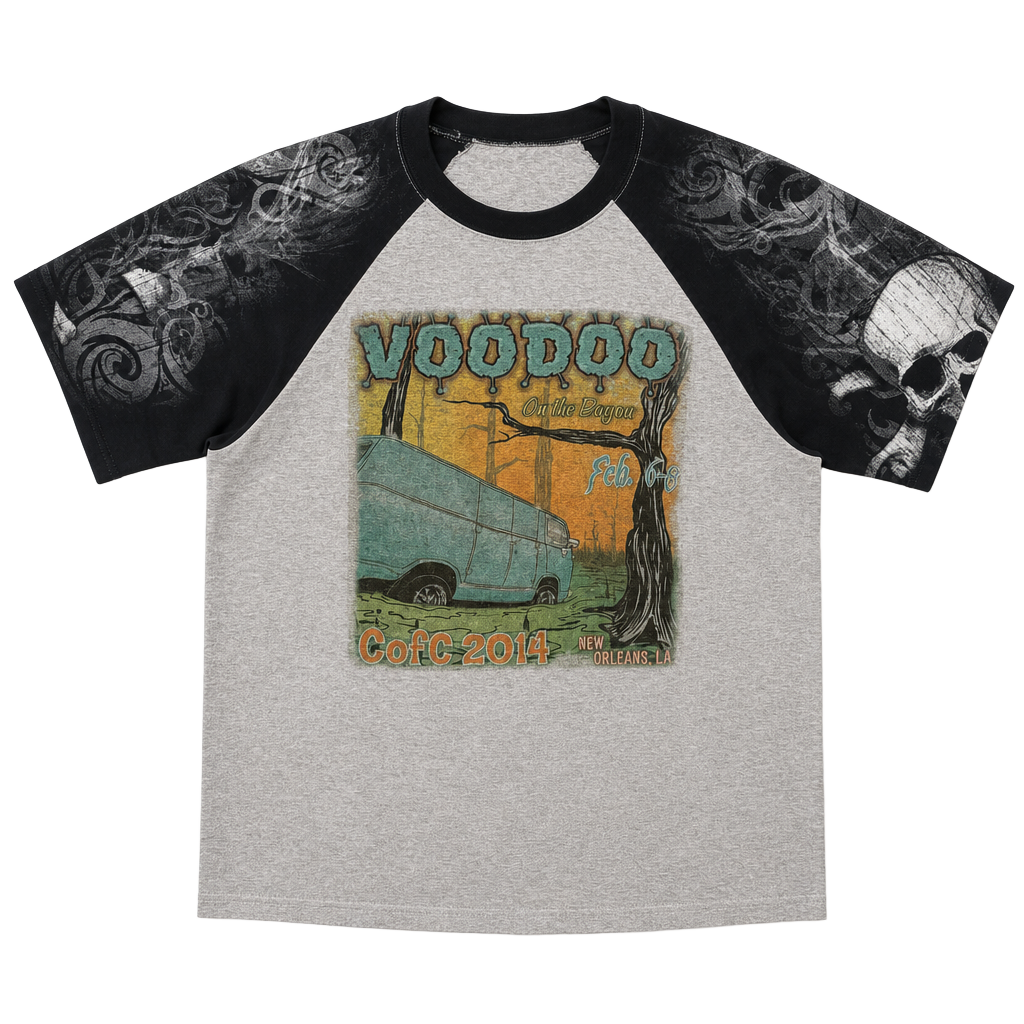 Everyday Life Voodoo On The Bayou 2014 New Orleans Raglan T-Shirt with Skull Sleeves 1
