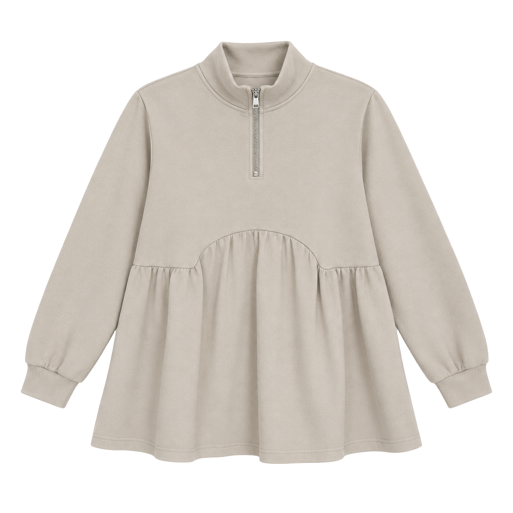 Anna-Kaci Women's Maternity Quarter Zip Long Sleeve Peplum Top with Empire Waist 1