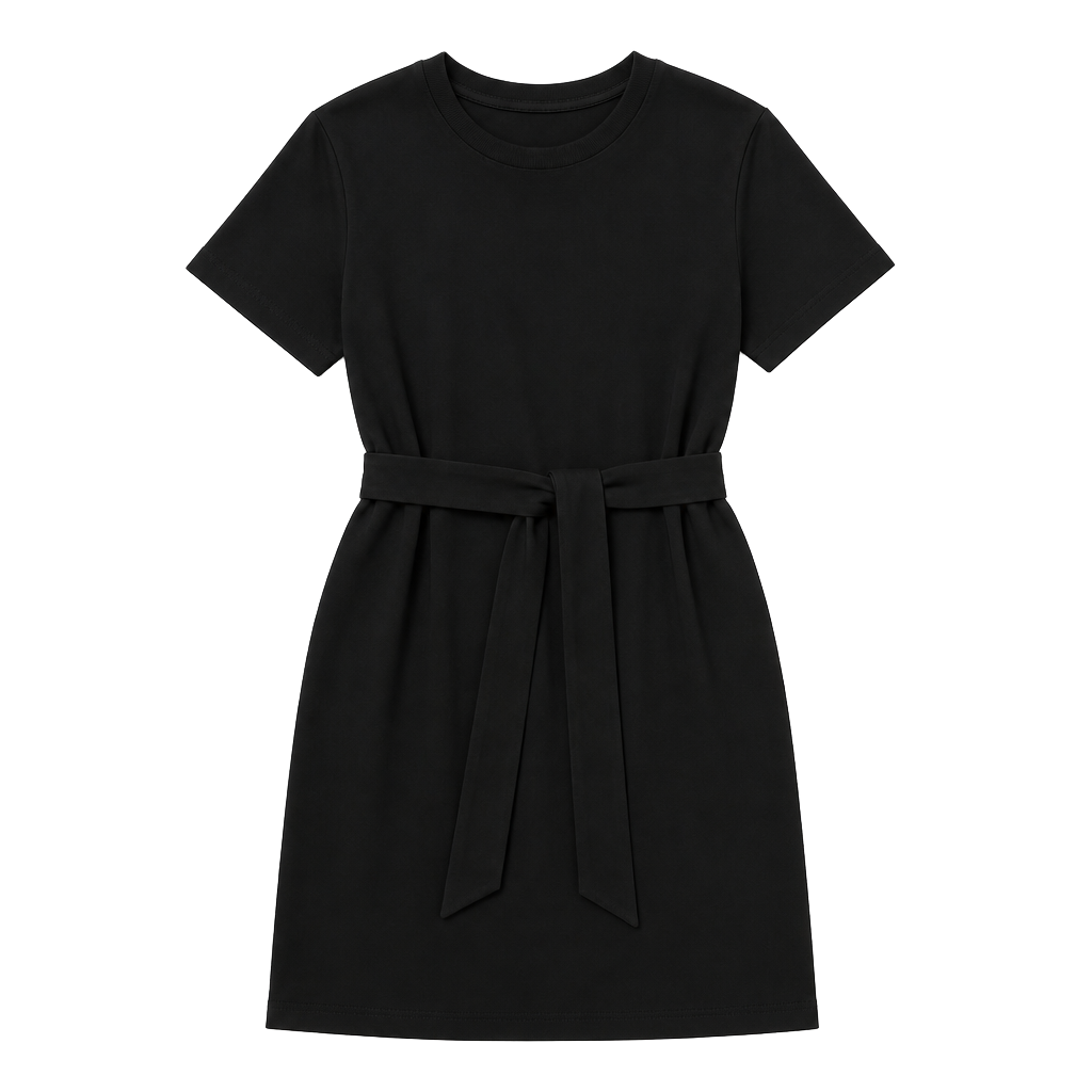 Vince. Black 100% Cotton Short Sleeve Tie-Waist T-Shirt Mini Dress XL 1