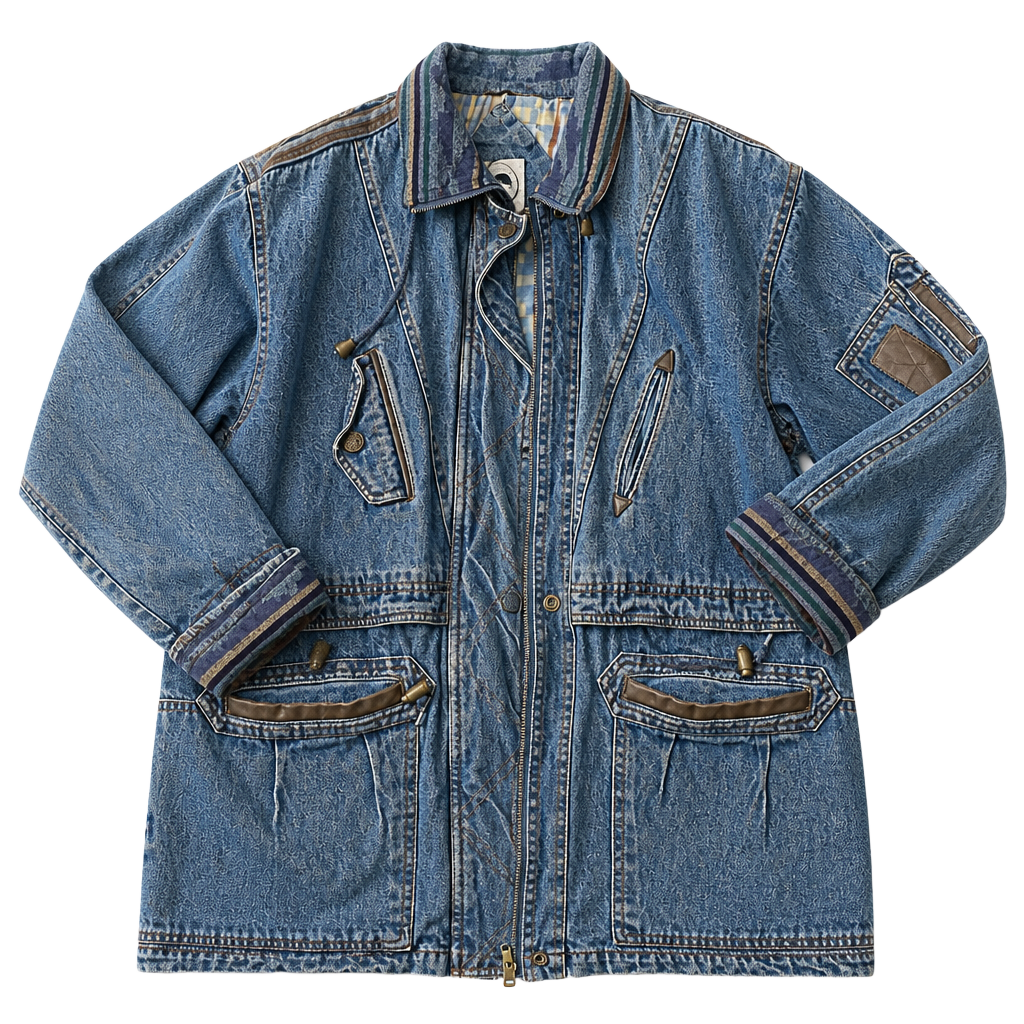 Current Seen Denim Jacket Size Medium Vintage Quilted Blue 1