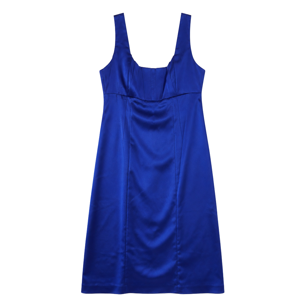 Calvin Klein Satin Dress Size 10 Royal Blue Sleeveless Cocktail 1