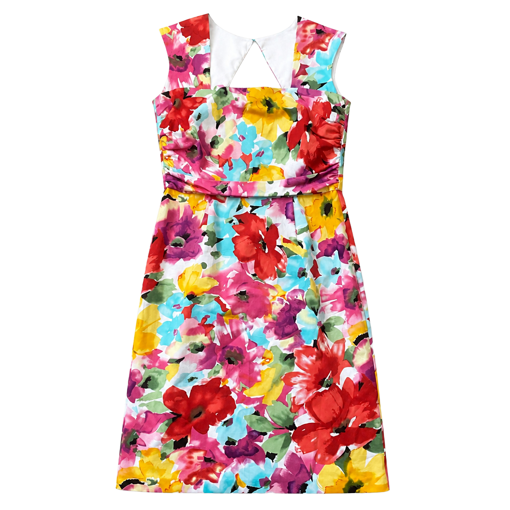 Donna Ricco Floral Sleeveless Midi Dress Size 6 Watercolor Colorful 1