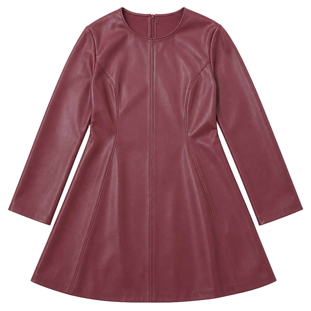 Asos Design Faux Leather Mini Dress Size US 12 Burgundy Red 1
