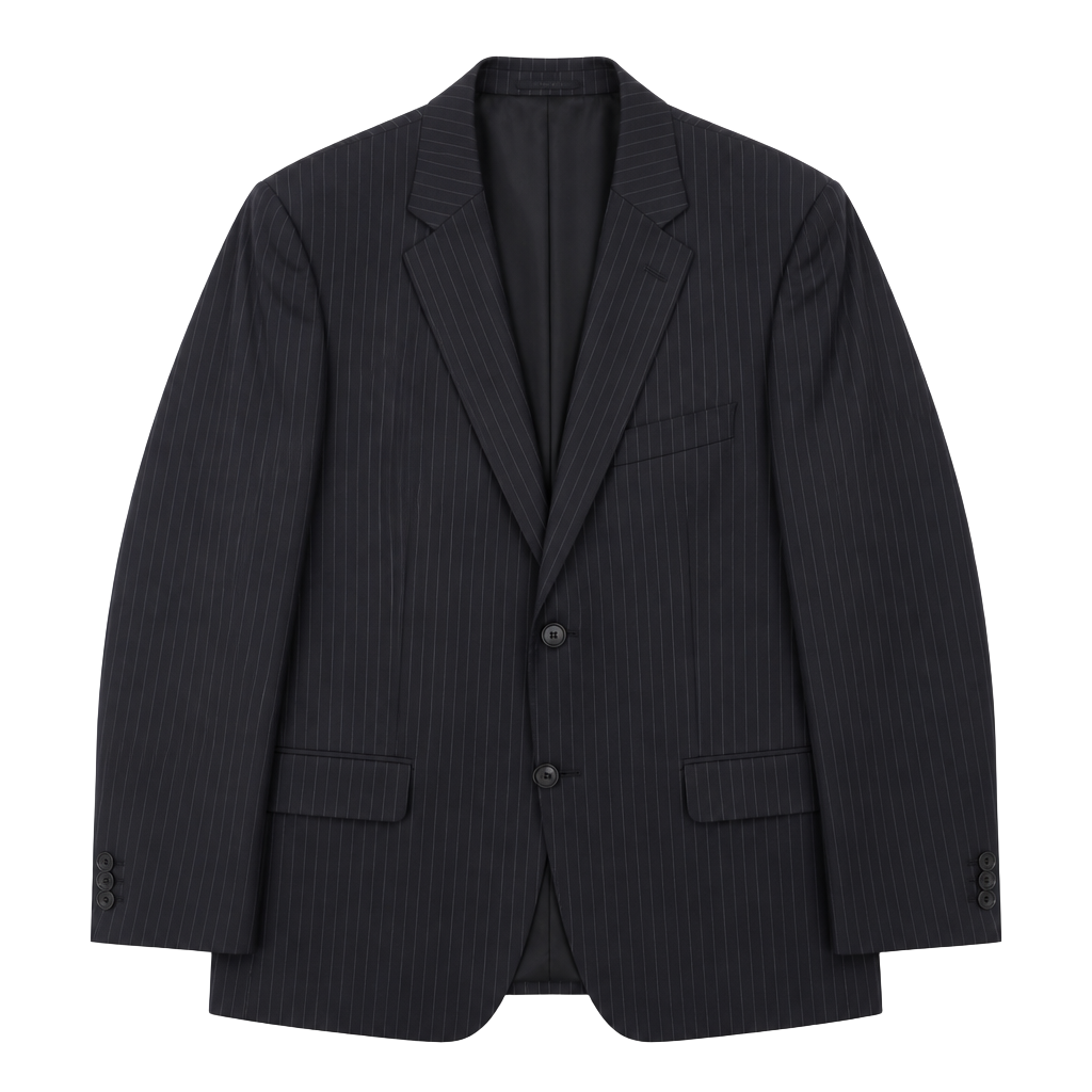 Ralph Lauren Men's 42S Black Pinstripe 100% Wool Two-Button Blazer Suit Jacket 1