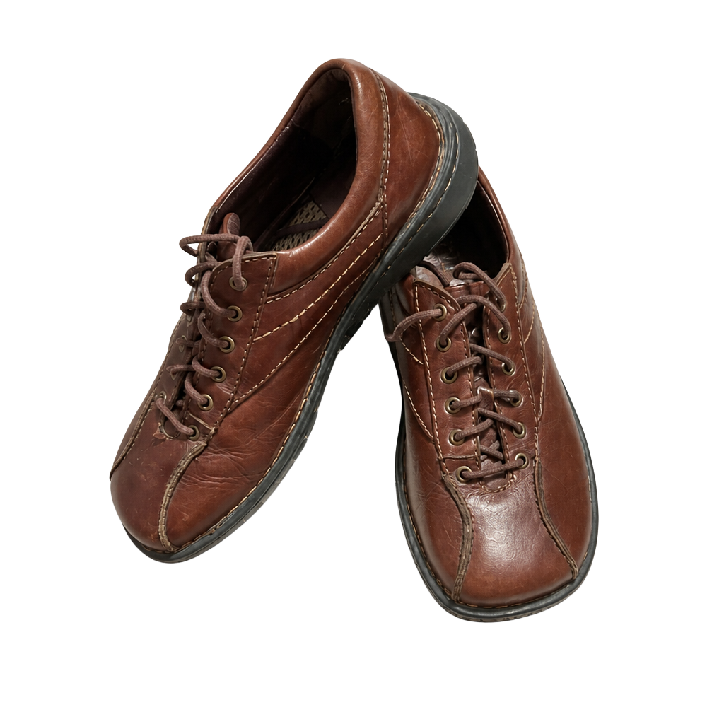 Born Lace Up Oxford Mens 9 Brown Leather Casual Comfort Square Toe 1