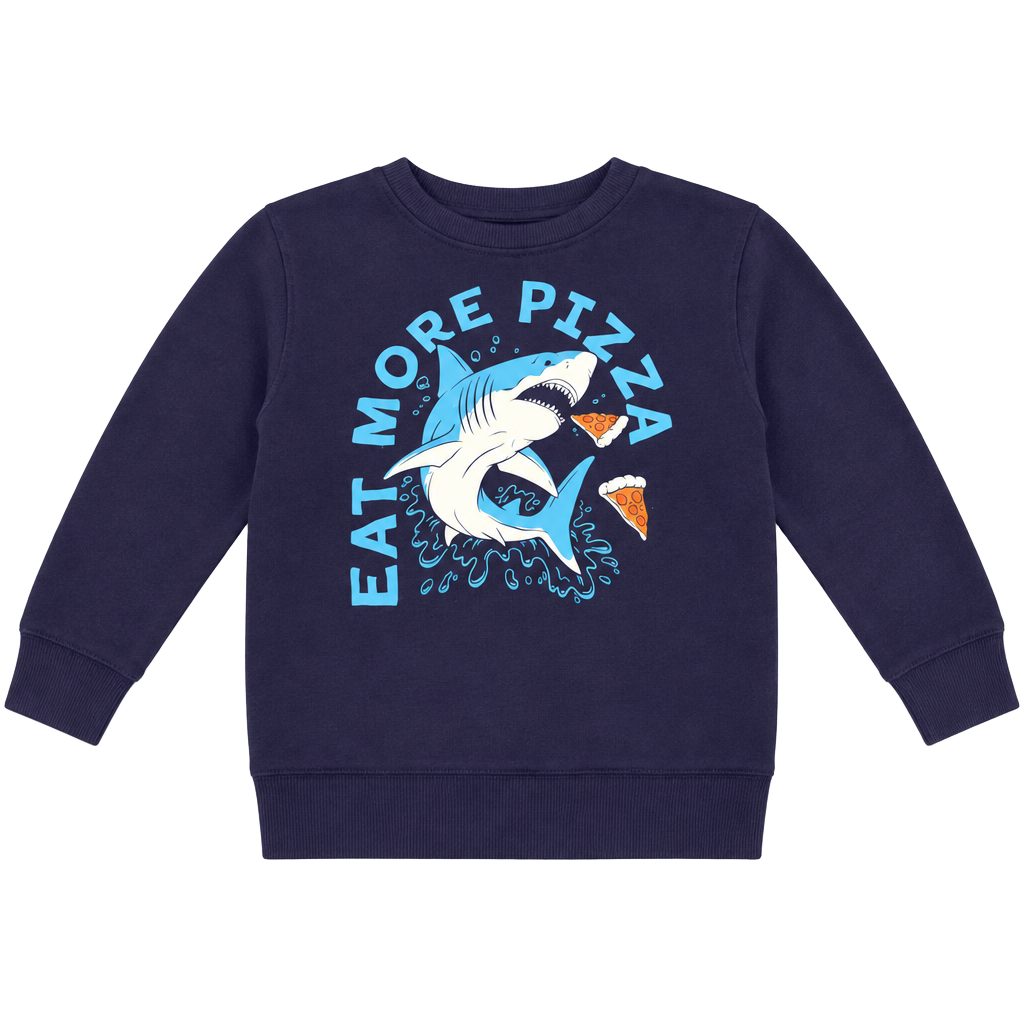 Jumping Beans Shark Eat More Pizza Sweatshirt Size 5 Navy Blue (Youth) 1