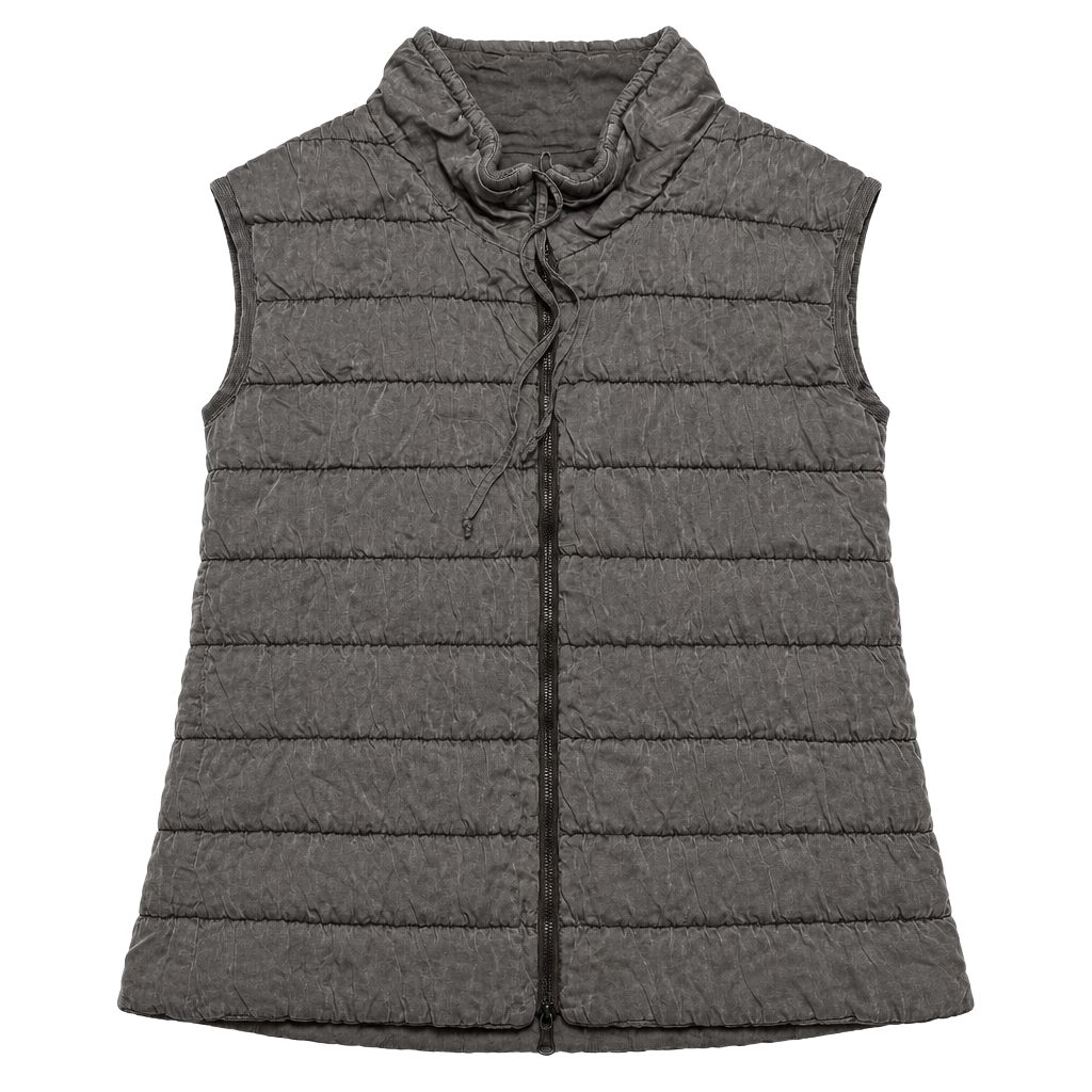 Transit Par-Such Quilted Padded Silk Vest with Velour Inserts and Wide Collar 1