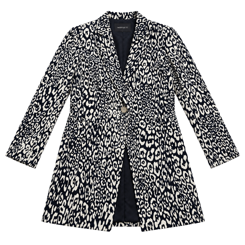 Lafayette 148 New York Leopard Blazer Size 6 Black White Animal Print 1
