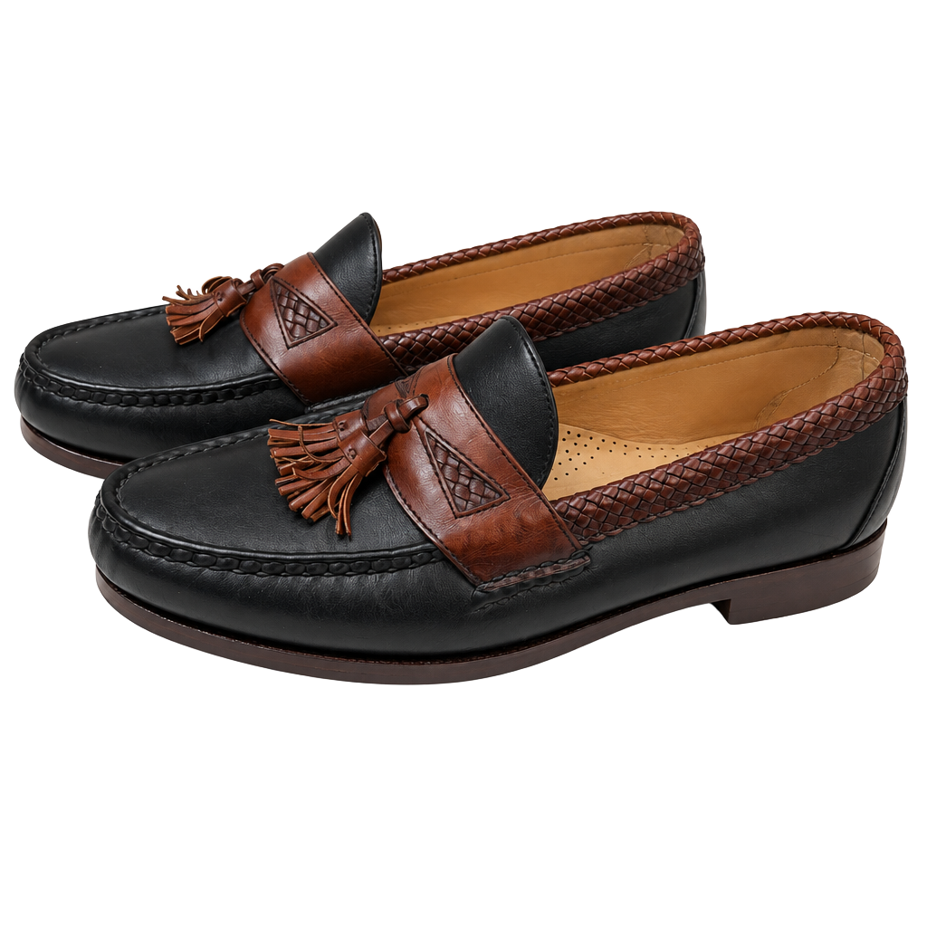 Allen Edmonds Maxfield Black Brown Leather Tassel Loafers Size 10.5 1