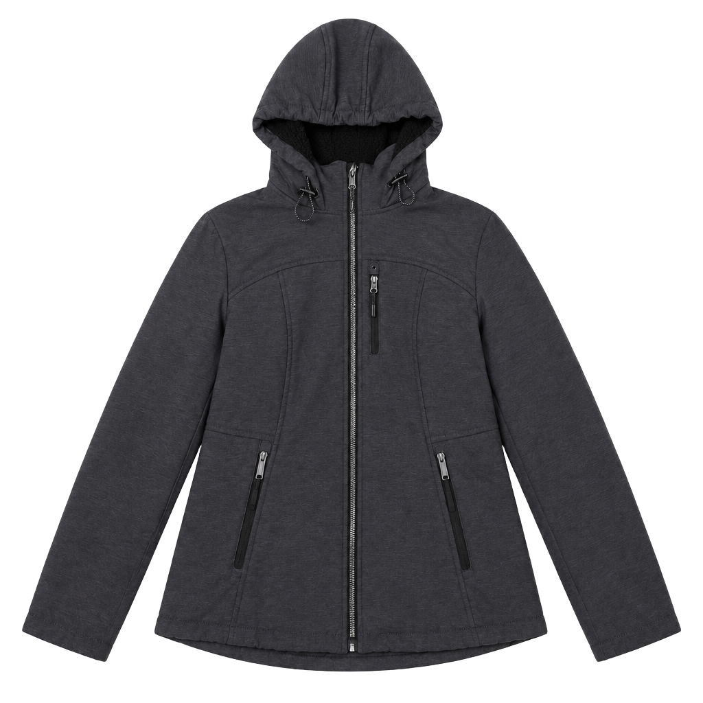 HFX Outdoors Softshell Jacket Size XL/TG Gray Hooded Fleece Lined 1