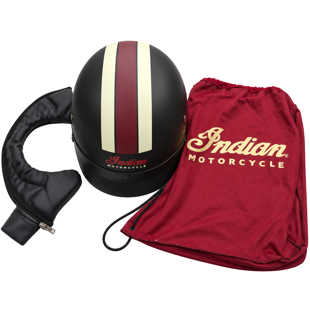 Indian Motorcycle BB-02 Half Helmet Size XL Matte Black Retro Stripe 1
