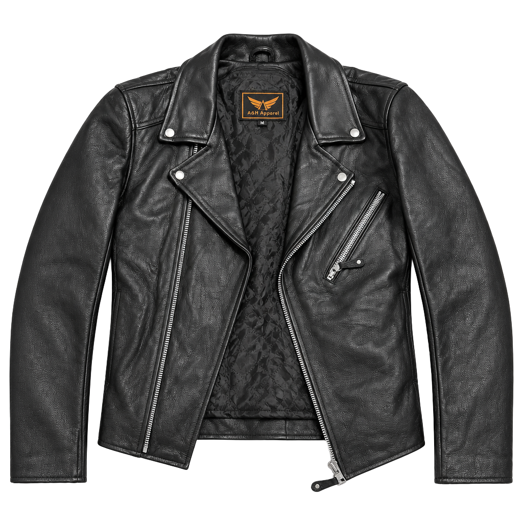 A&H Apparel Motorcycle Jacket Size M Black Leather Biker 1