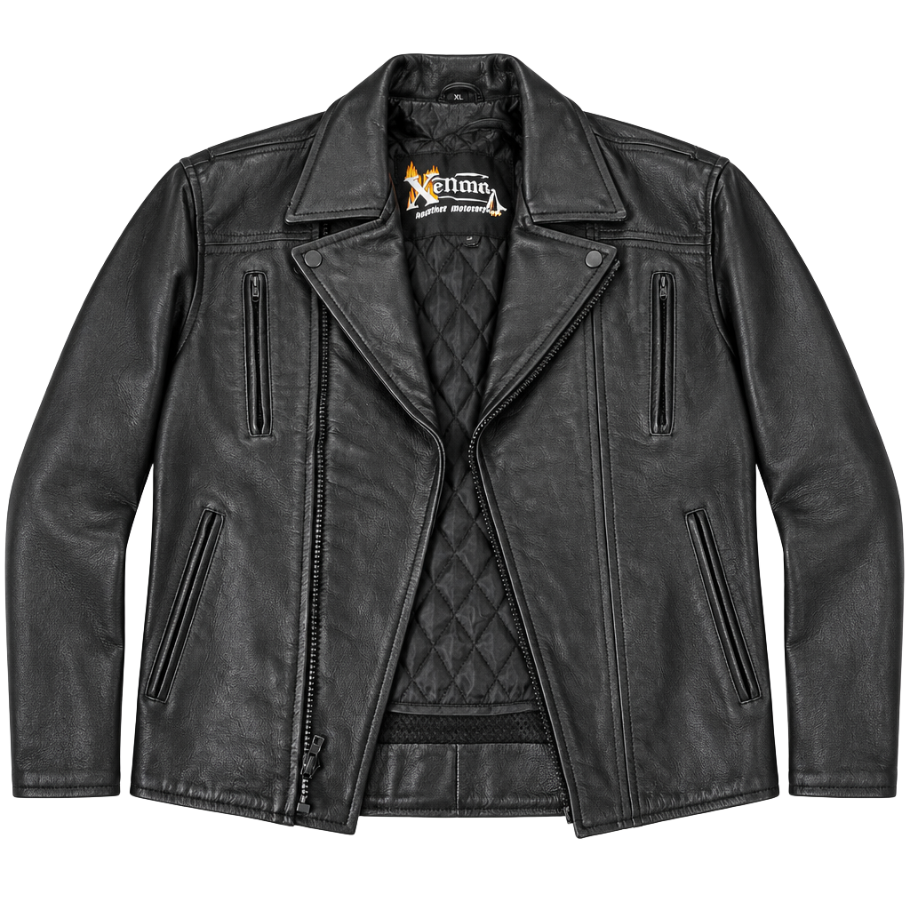 Xelement Leather Motorcycle Jacket Size XL Black Biker 1