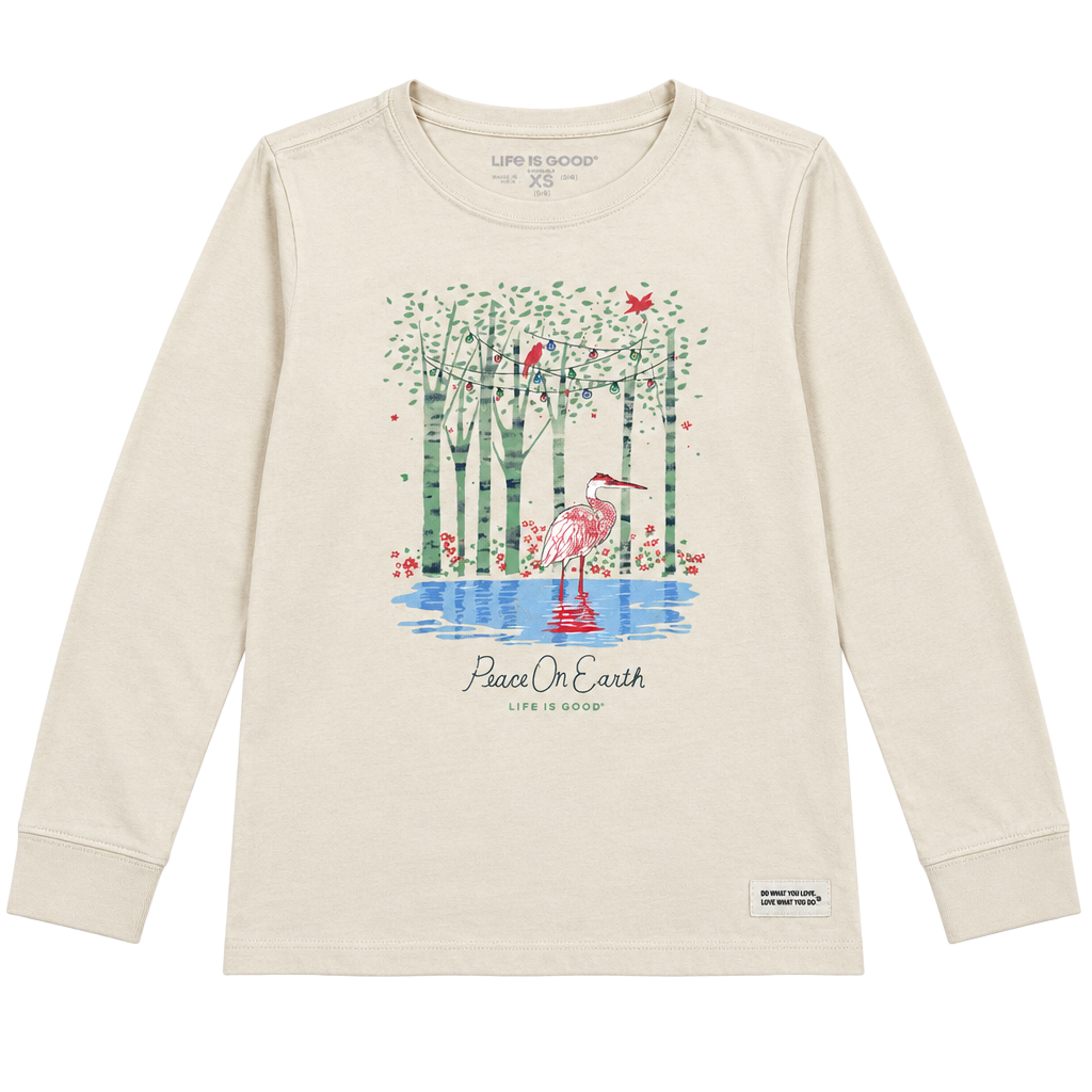 Life Is Good Long Sleeve Crusher Tee Size XS Peace On Earth Heron 1