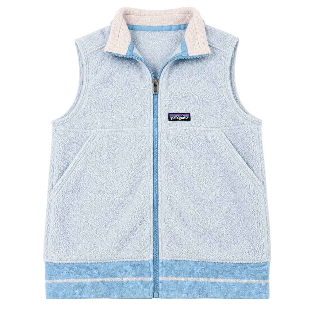 Patagonia Fleece Vest Size Kids' 12 Light Blue Full Zip 1