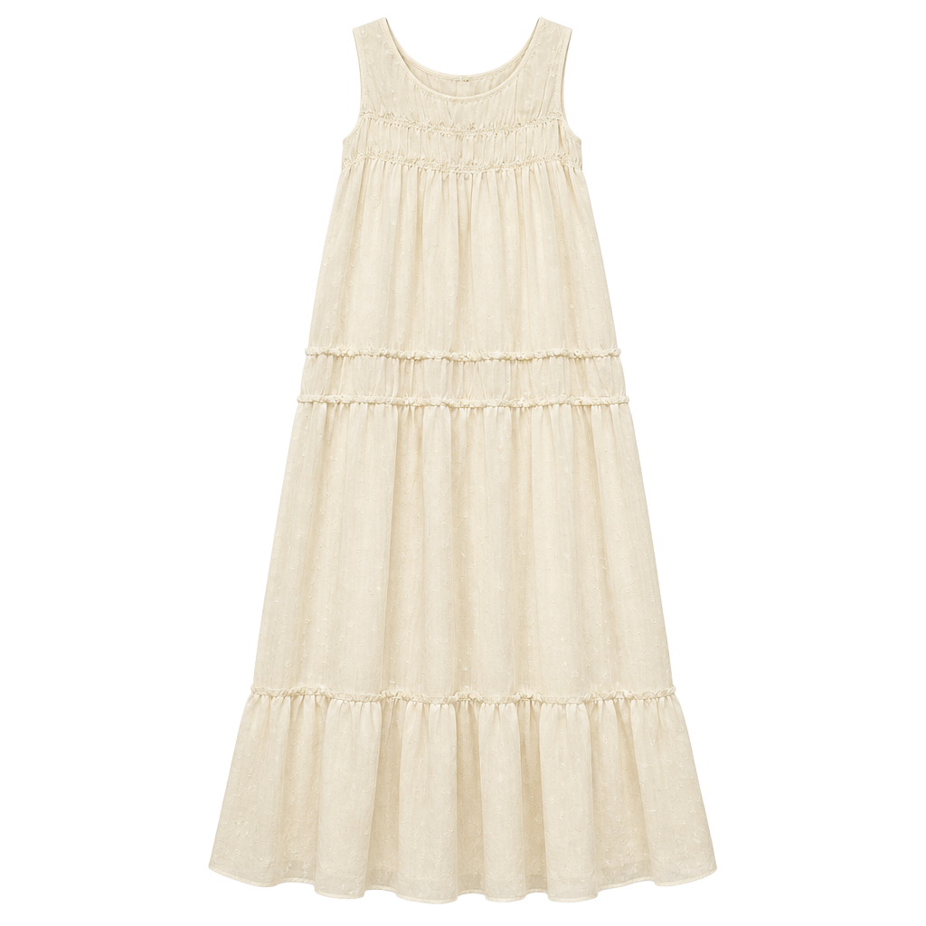 A New Day Maxi Dress Size M Cream Chiffon 1