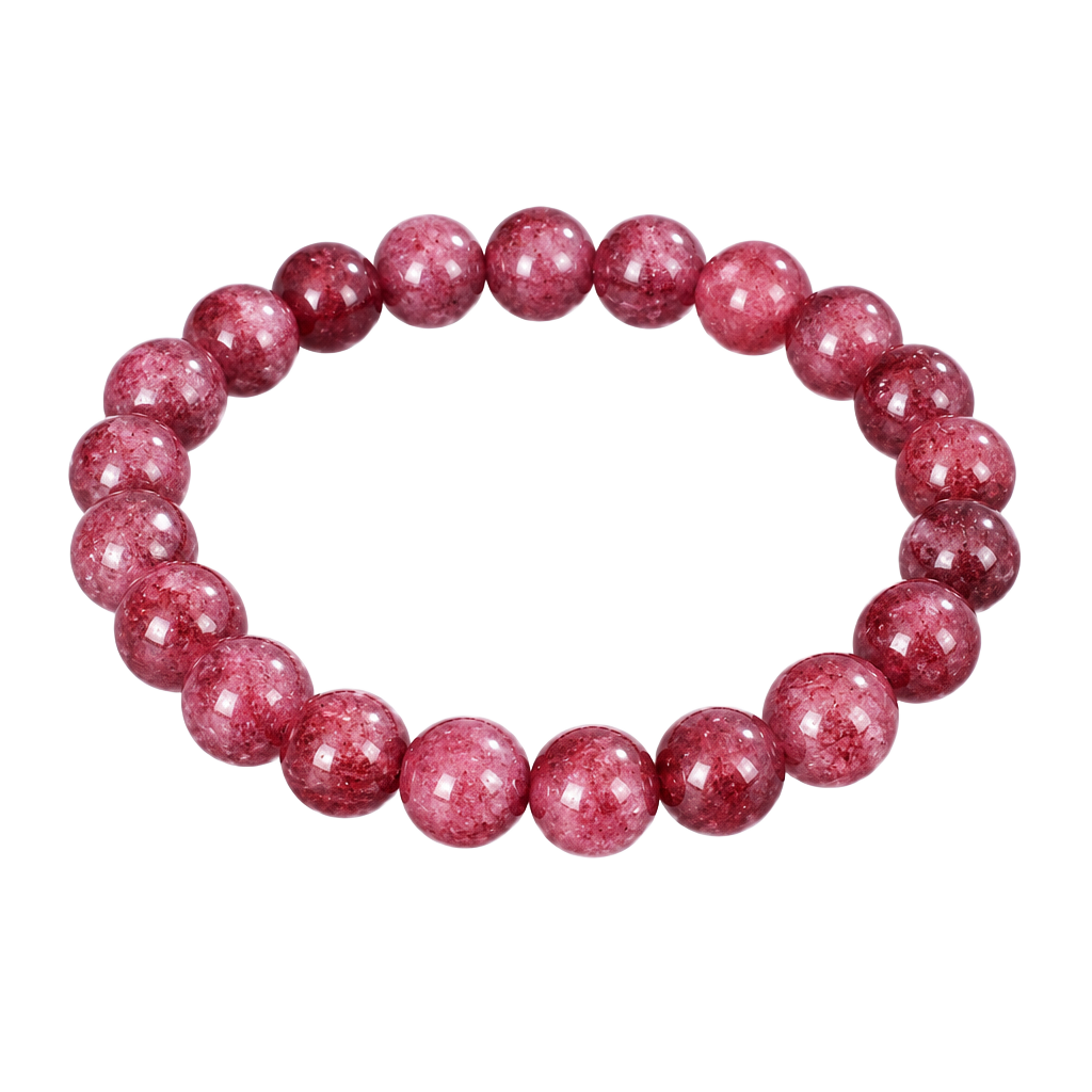 Everful Strawberry Quartz Beaded Bracelet Red Crystal Stretch 1