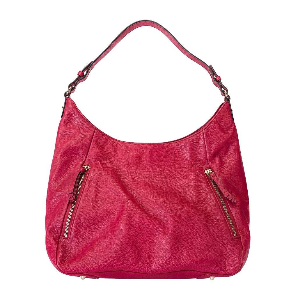 Ora Delphine Red Pebbled Leather Hobo Shoulder Bag 1