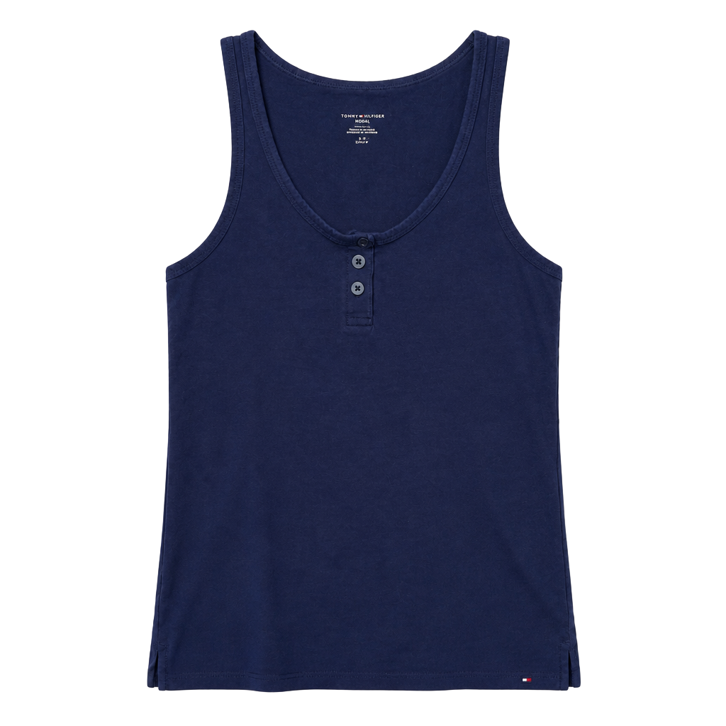 Tommy Hilfiger Women's Navy Blue Henley Tank Top 1