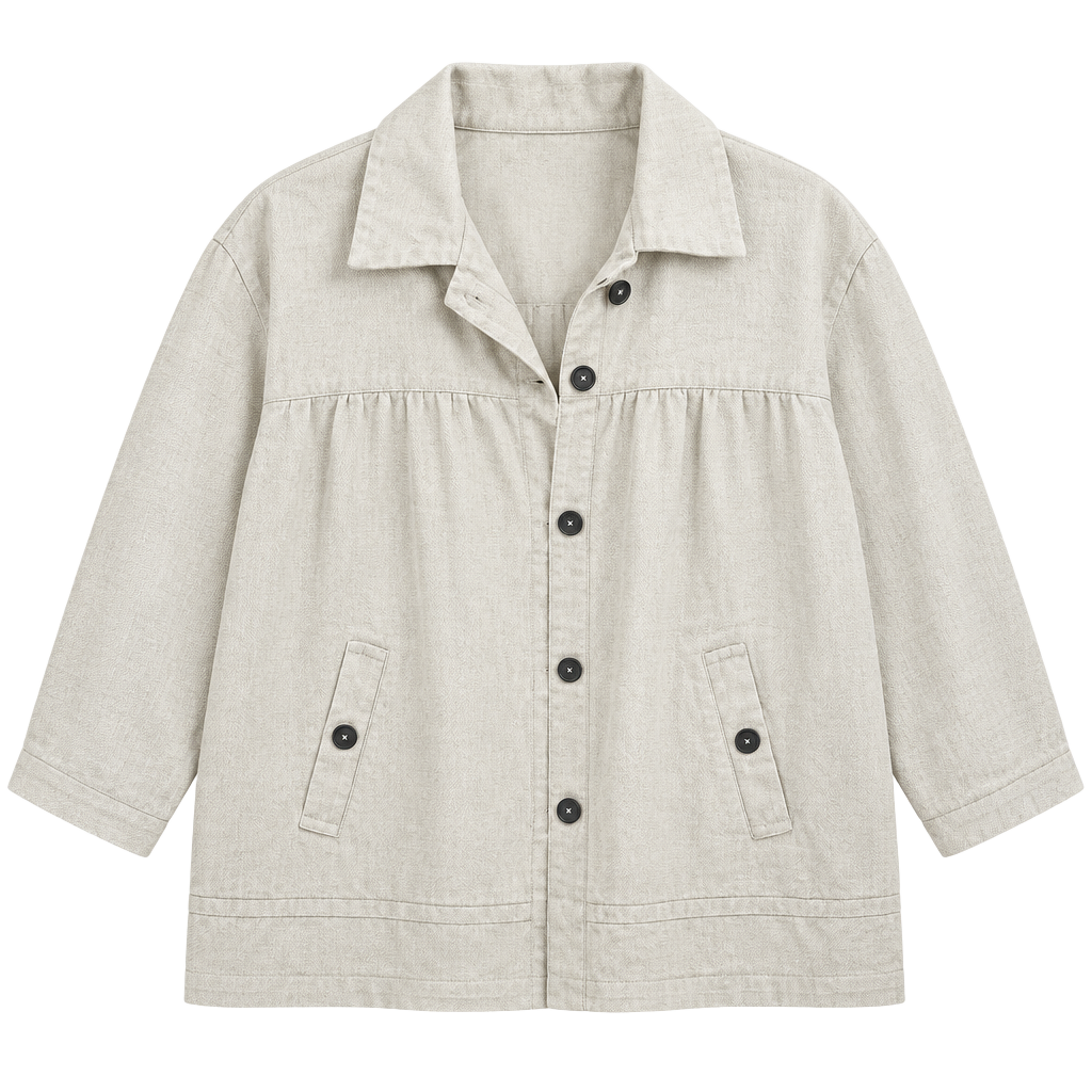 Maeve Babydoll Jacket Size XL White Cotton Swing Button Down Shacket 1