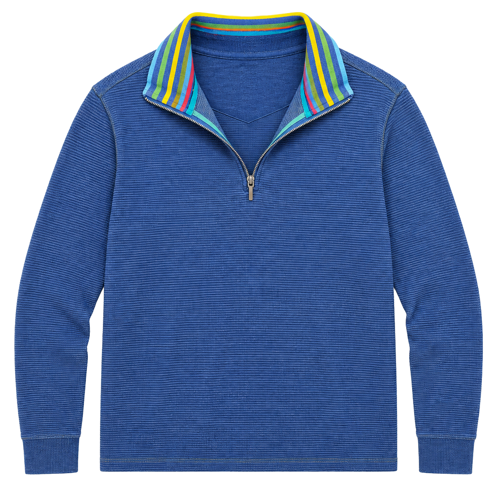 Robert Graham Quarter-Zip Pullover Size 2XL Blue Thermal Knit Sweater 1