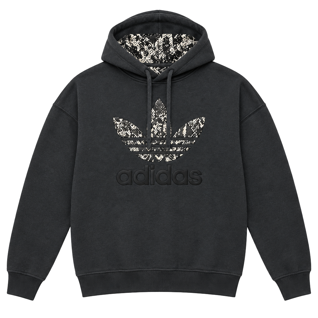 Adidas Logo Hoodie Size XL Black Snakesprint Trefoil 1