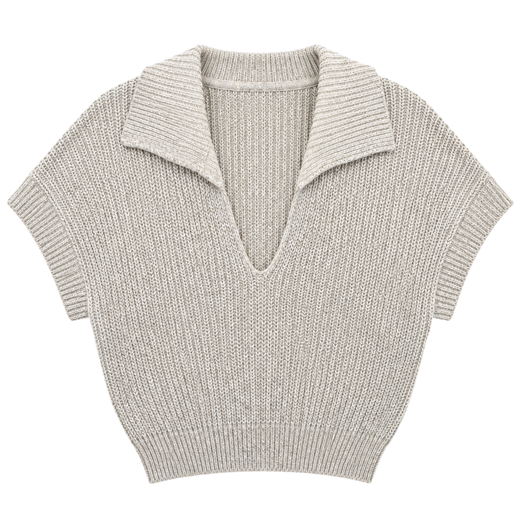 Free People Love This City Collared Sweater Size L Beige Knit Pullover 1