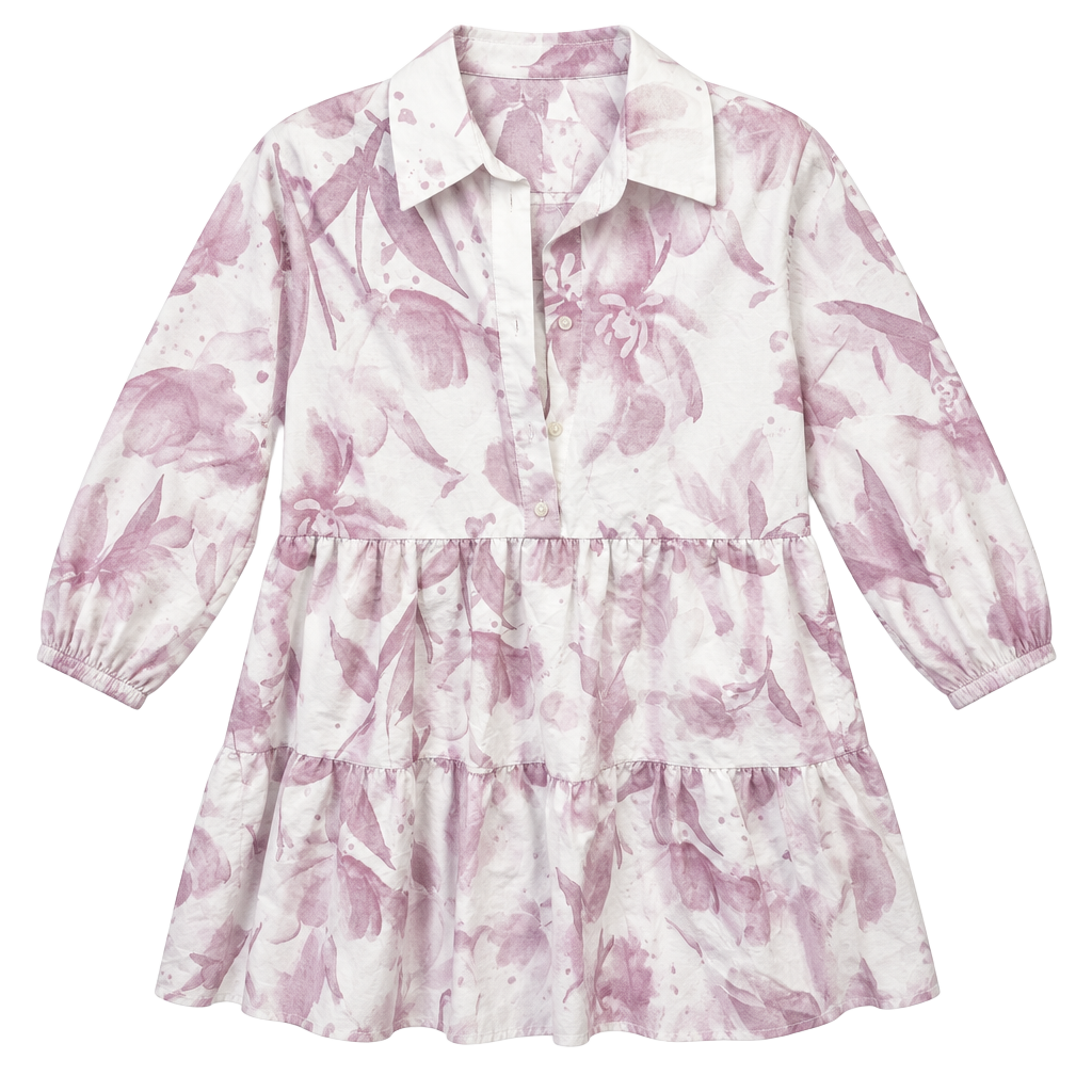 Maeve The Bettina Shirt Dress Size S Pink Floral Tiered Mini 1