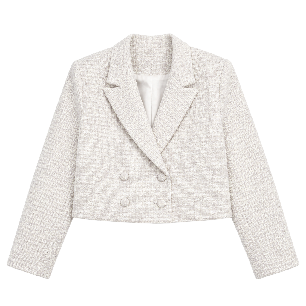 Avec Les Filles Double Breasted Cropped Jacket Size M White 1