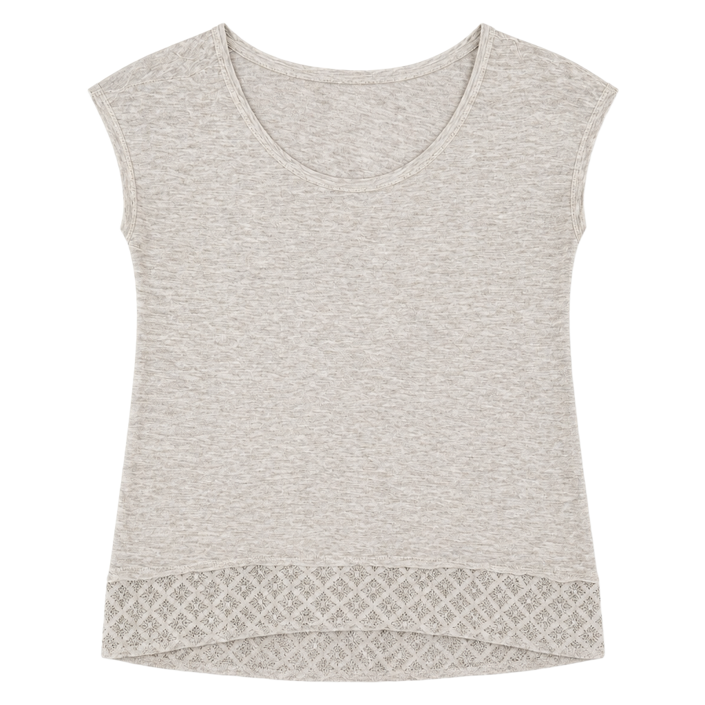 Aeropostale Gray Space Dye Cap Sleeve Top with Crochet Lace Hem 1