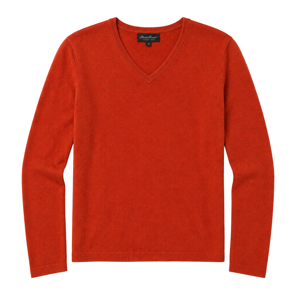 Claudia Nicole Cashmere Orange V-Neck Long Sleeve Sweater Size M 1