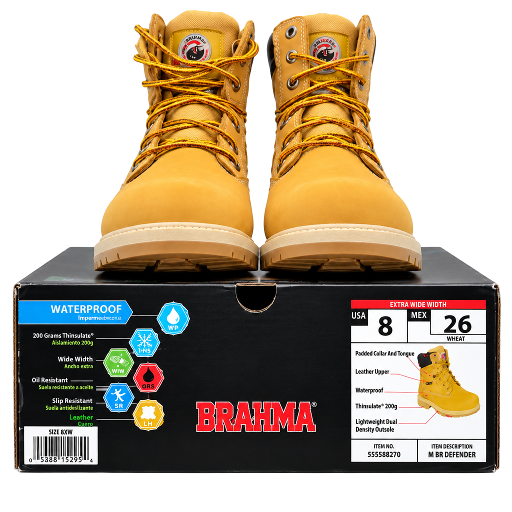 Brahma Defender Work Boots Size 8XW Wheat Waterproof 1