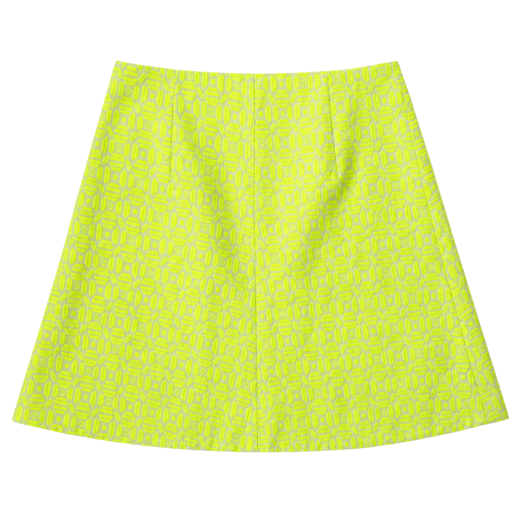J. Crew Neon Yellow Jacquard Geometric Mini Skirt Size 6 1