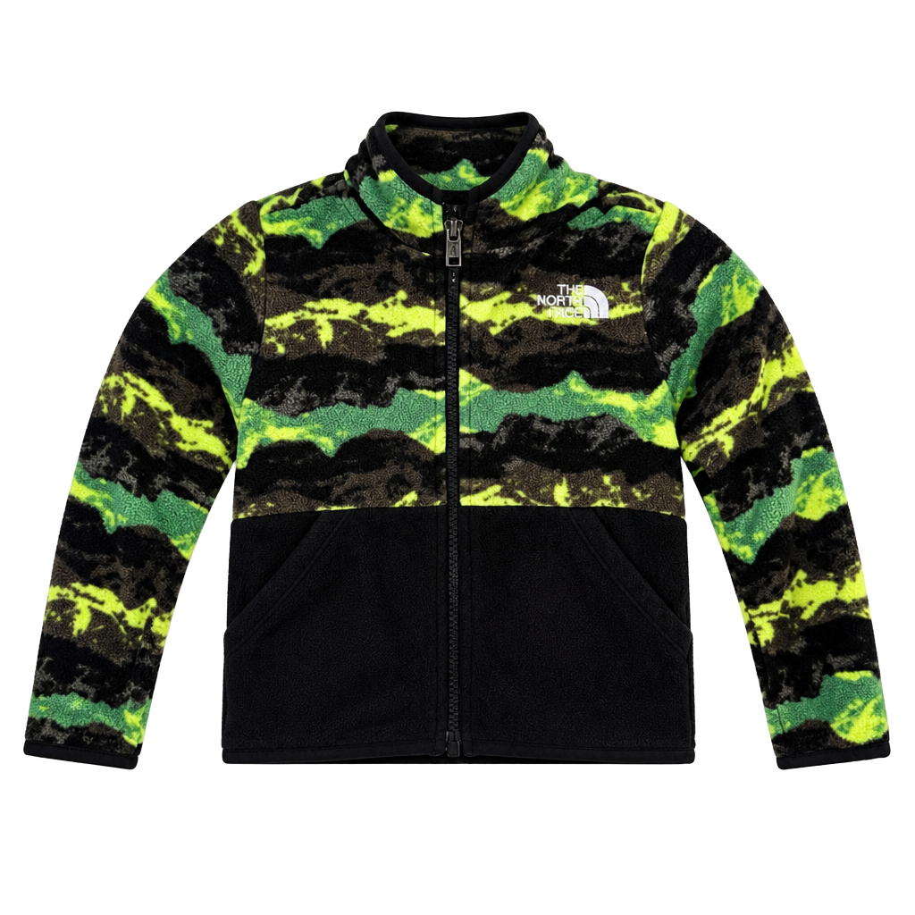 The North Face Kids Full Zip Fleece Jacket Green Black Camo Size 2 1