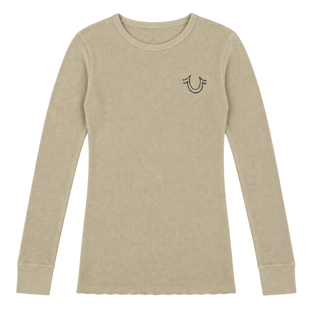 True Religion Long Sleeve Horseshoe Thermal Shirt Size M Tan 1