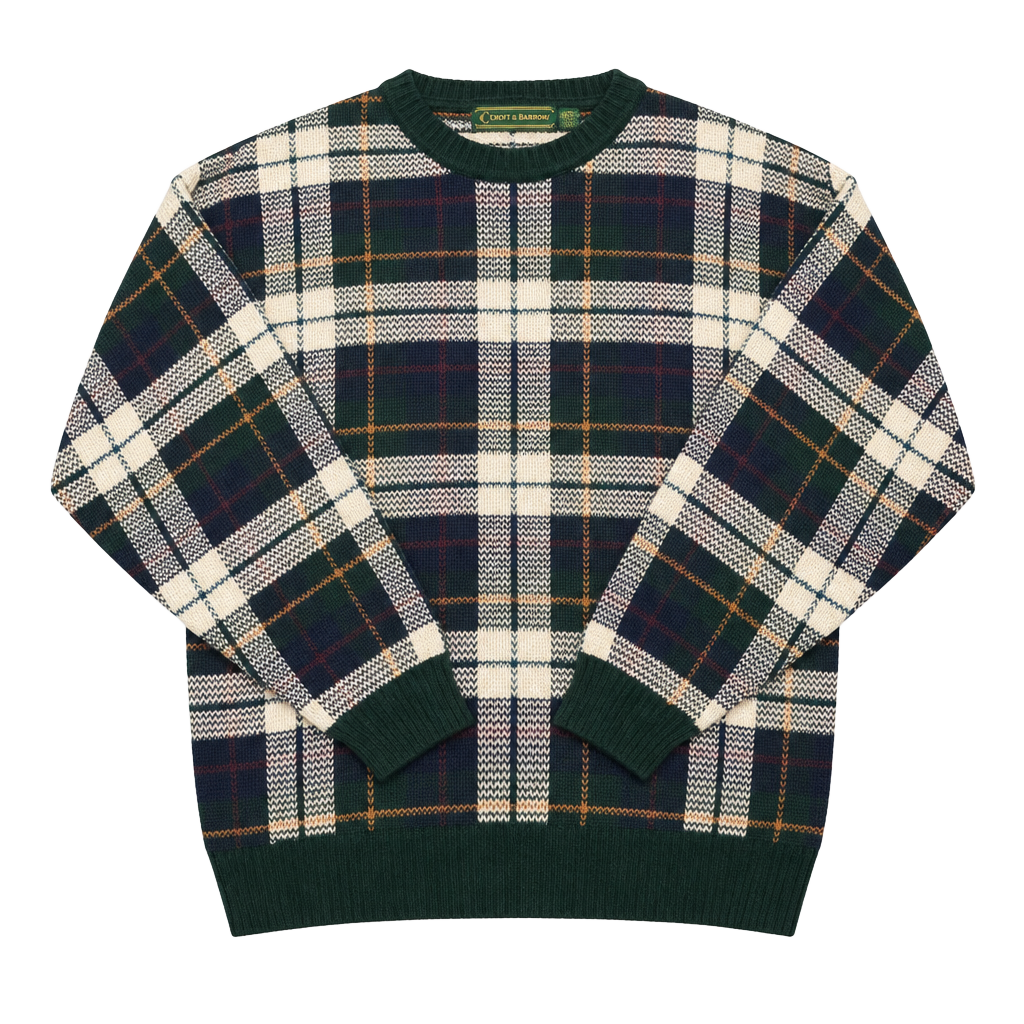 Croft & Barrow Plaid Crewneck Sweater Size XL Green Navy 1