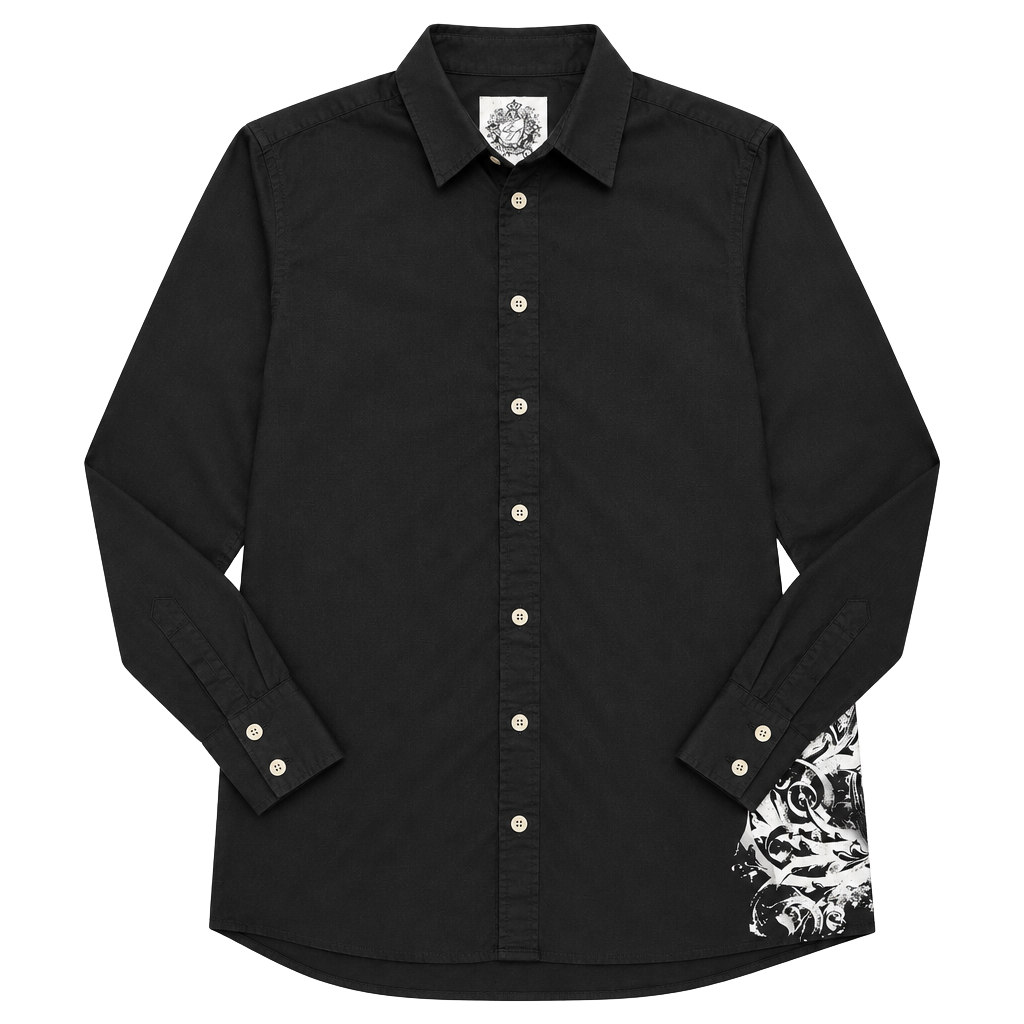 Affliction styled Long Sleeve Button-Down Shirt Black Graphic 1