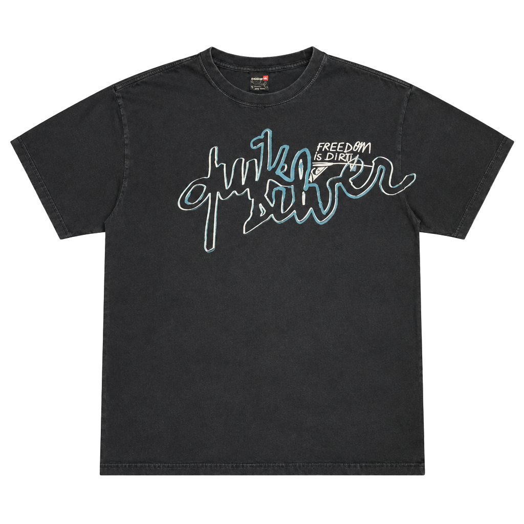 Y2K Quiksilver T-Shirt XL Black Freedom Is Dirty Graphic 1