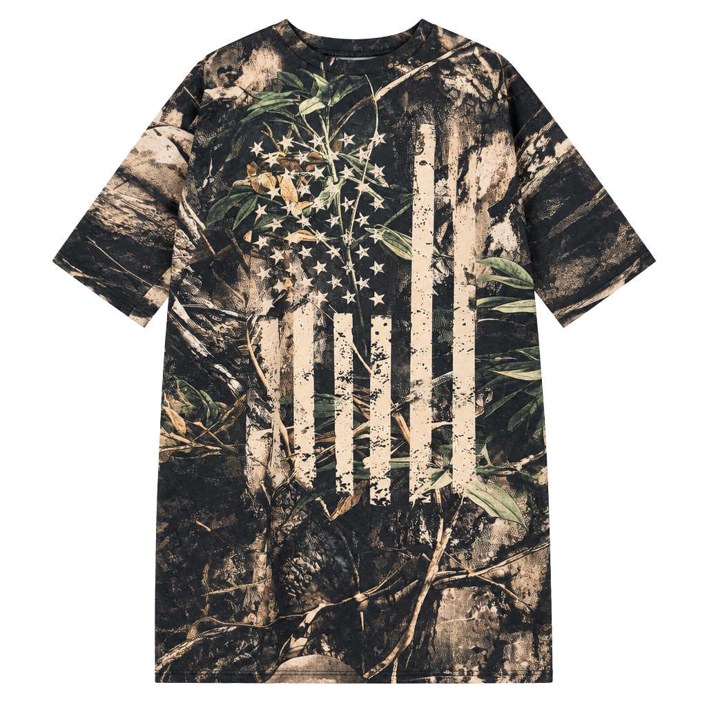 Camo American Flag Graphic T-Shirt 1