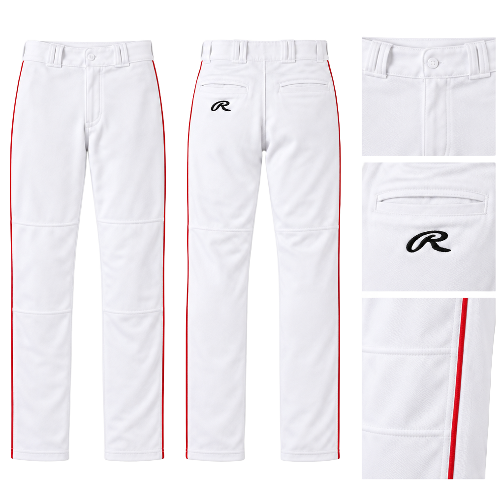 Rawlings Baseball Pants Size L White Red Piping New With Tags 1