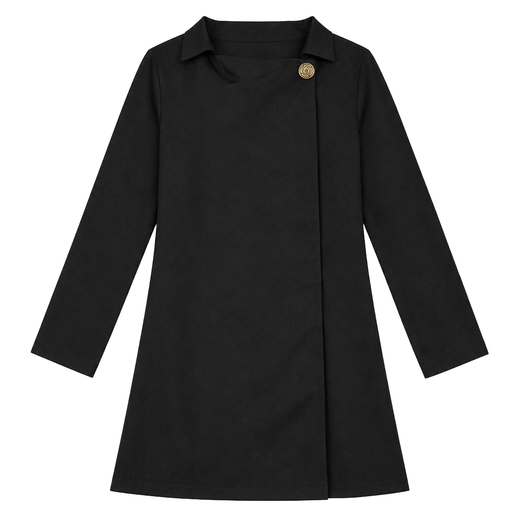 Unbranded Asymmetric Button Blouse Size XL Black Long Sleeve Top 1