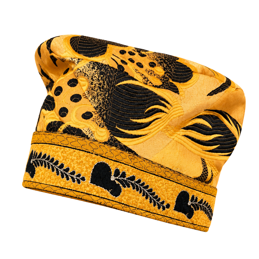 Vintage Black And Gold Brocade Hat Traditional Ethnic Headwear 1