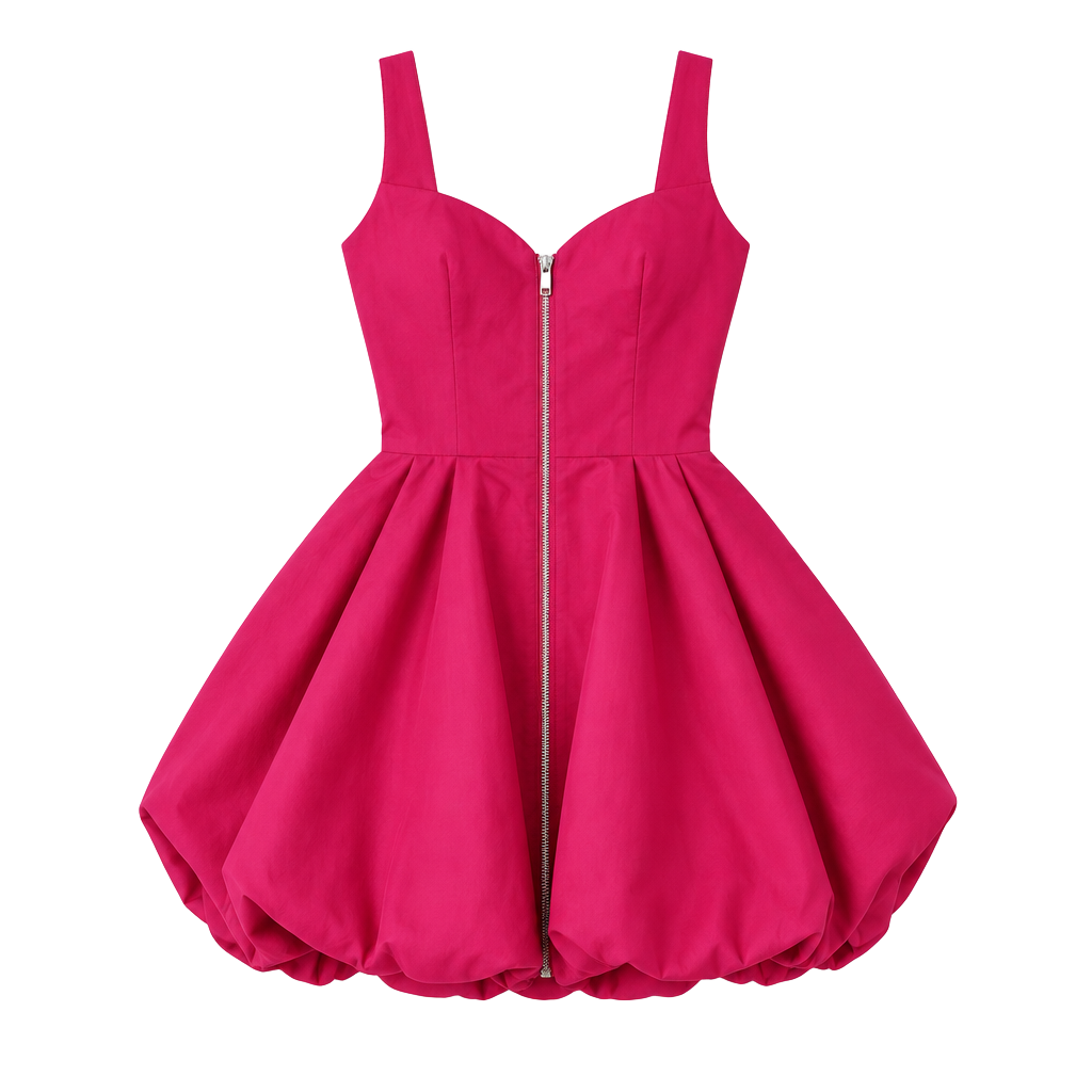Betsey Johnson Calm Serenity Bubble Mini Dress Vibrant Pink Raspberry 1